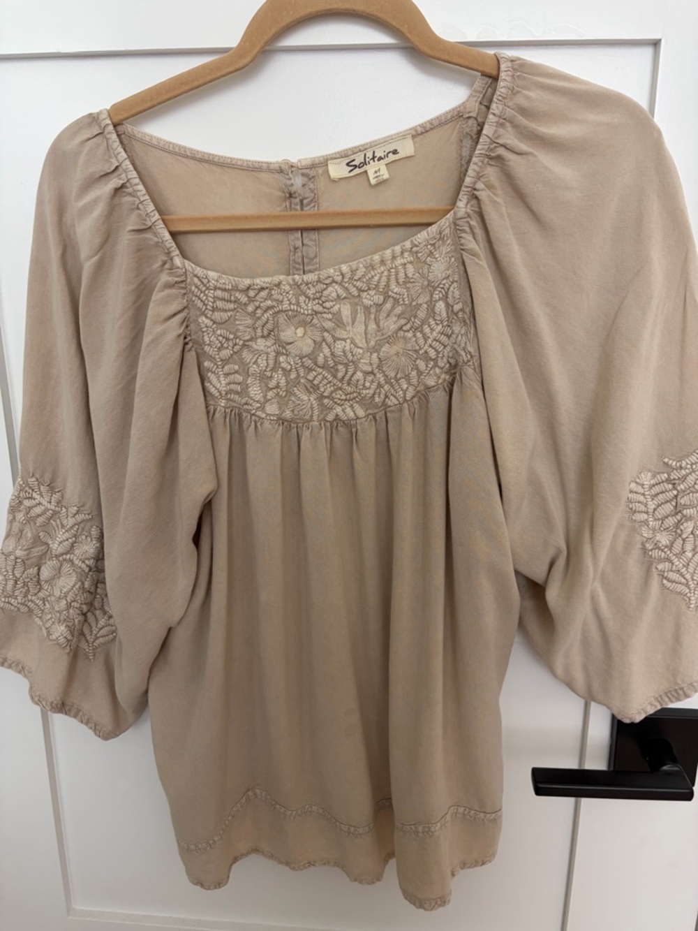 Solitaire Medium Taupe Embroidered Boho Tunic